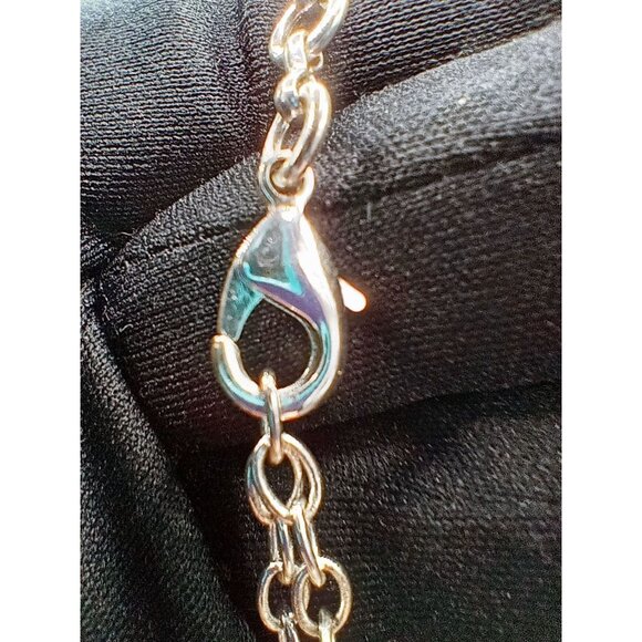 Necklace Snowflake Look Clear White Silver Black 19.25 Inch Adjust Lobster Clasp - Picture 13 of 13